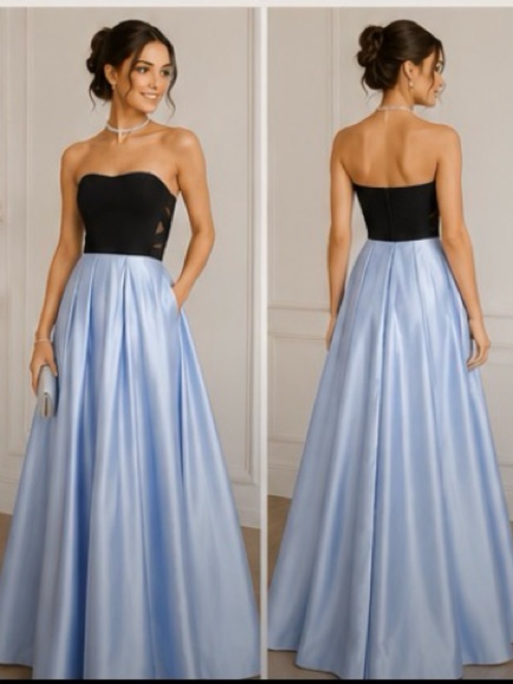 Women’s size 5 strapless black and blue formal dress